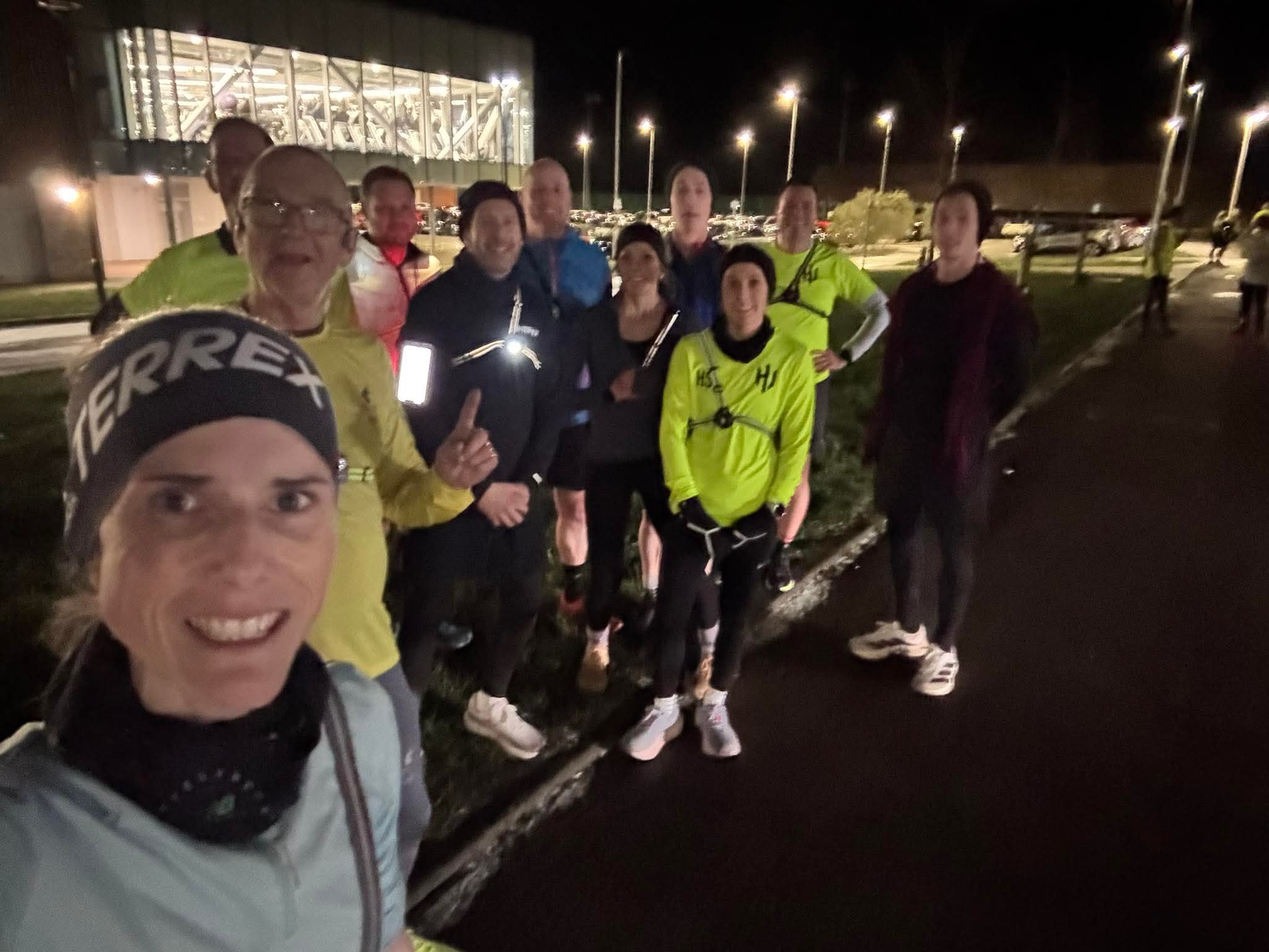 Laura Stephenson with a group of runners