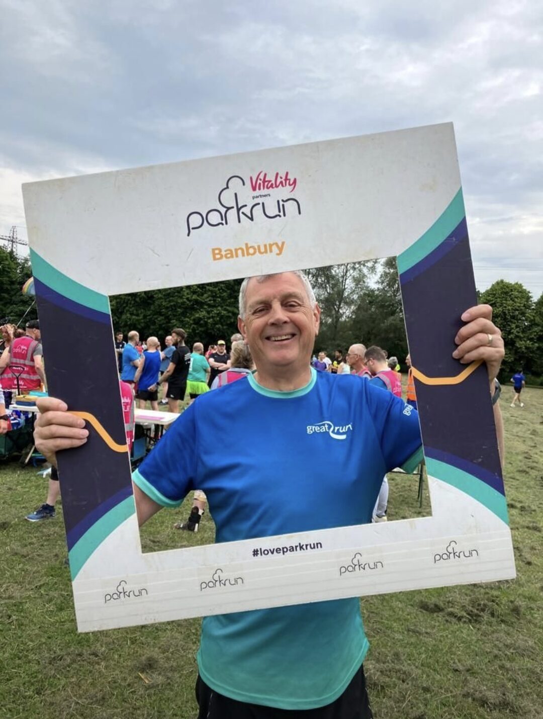 Trevor Scott with a parkrun selfie frame