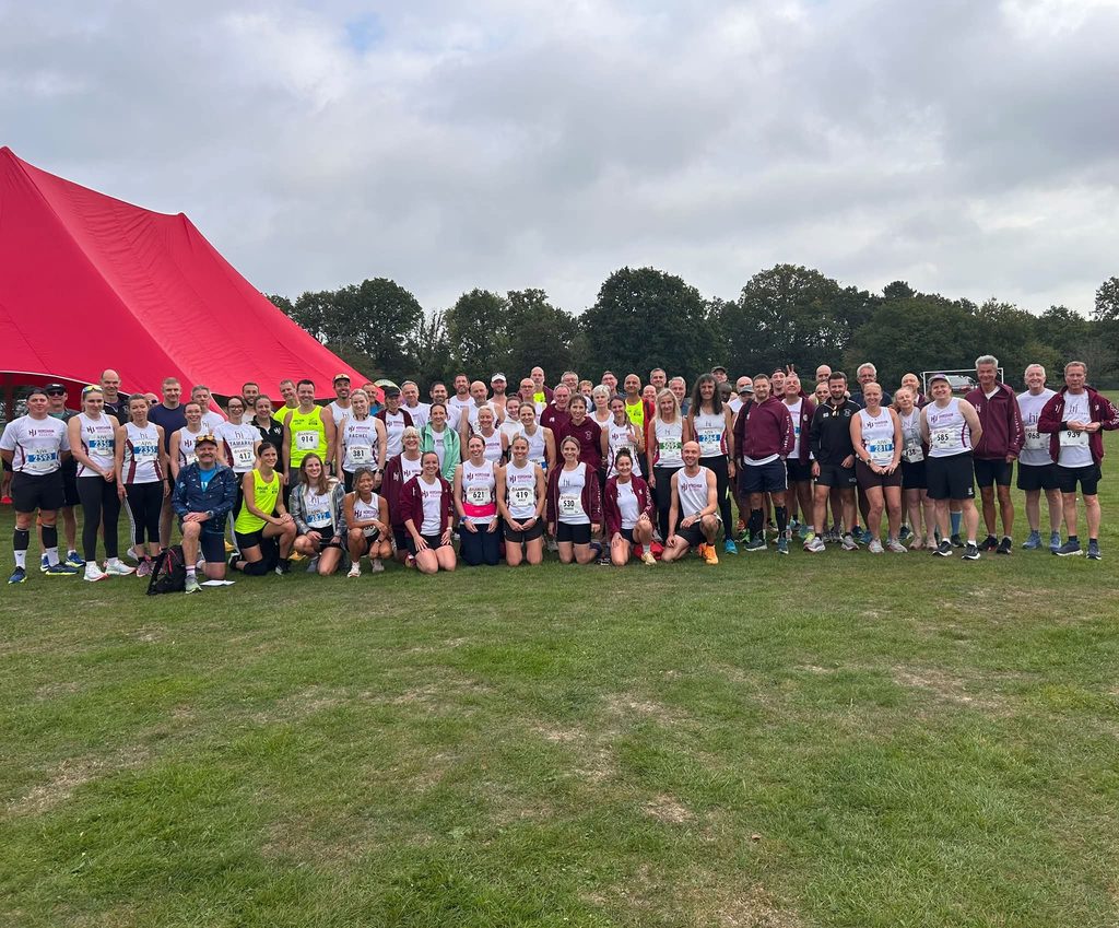 A large group of runners wearing Horsham Joggers running gear