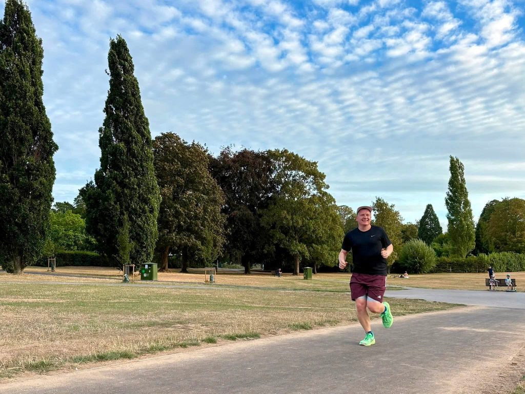 Alex Masters running in Horsham Park